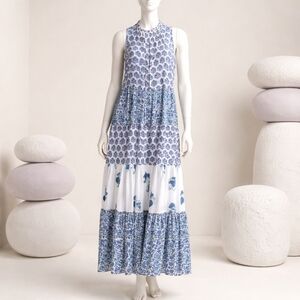 Chelsea & Theodore Blue and White Floral Maxi Dress